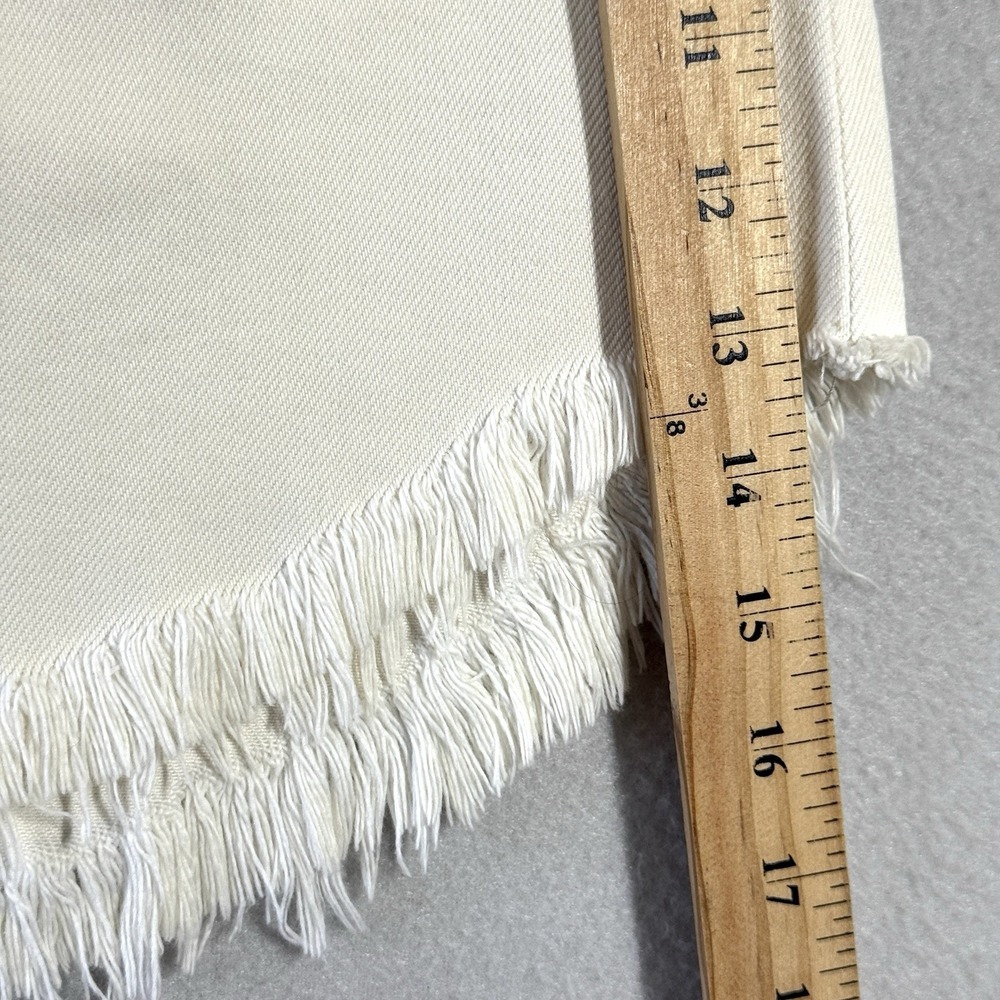 We The Free People Skirt Womens 25 Bailey Fringe Raw Hem Denim Jean Cream Boho - Picture 12 of 12